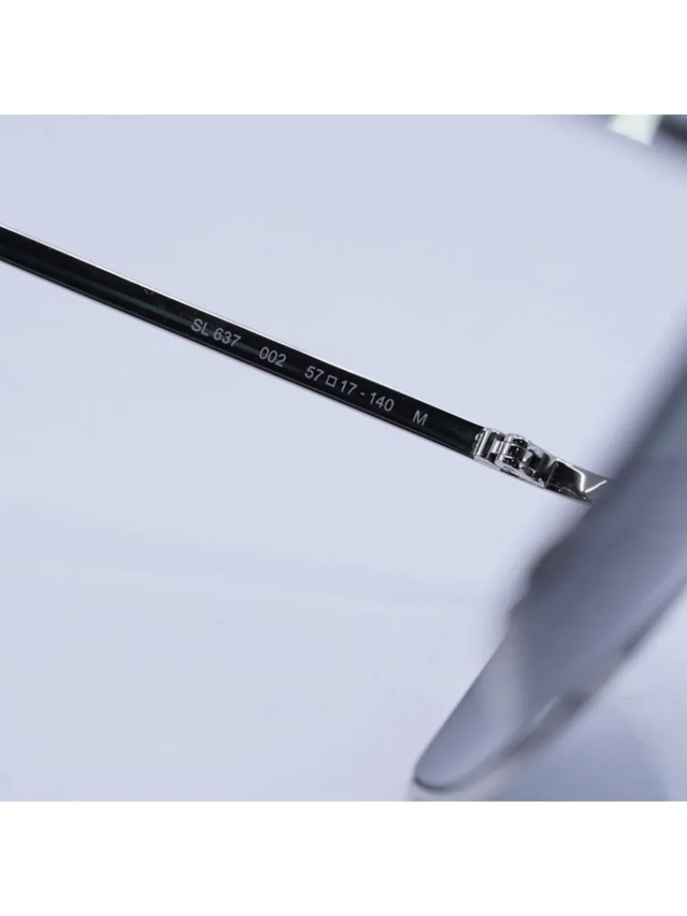 Saint Laurent SL637 002 Sunglasses Silver Cat Eye Frame, Grey Lenses